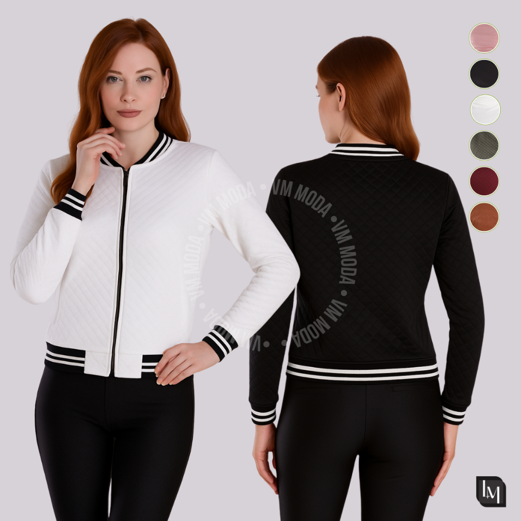 Jaqueta Bomber Feminina Casaco Com Ziper Inverno