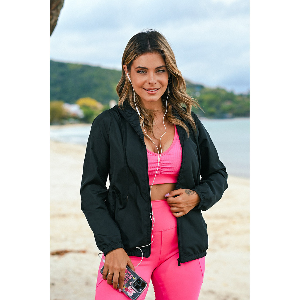 Jaqueta Corta Vento Blusa Feminino Lisa Ultra Leve Top Color Forrada Frente Tecido Resintente Água