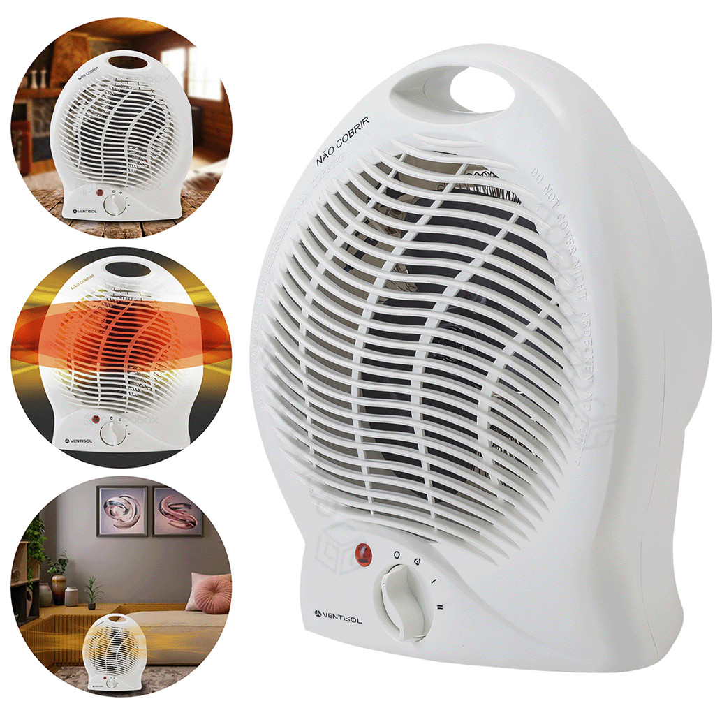 Aquecedor Portatil Eletrico de Ambiente Residencial 1500W Função Termo Ventilador Ar Frio e Quente