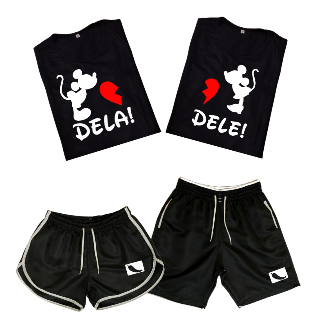 Conjunto Shorts Casal Namorados + Kit 2 Camisas Casais Dia dos Namorados