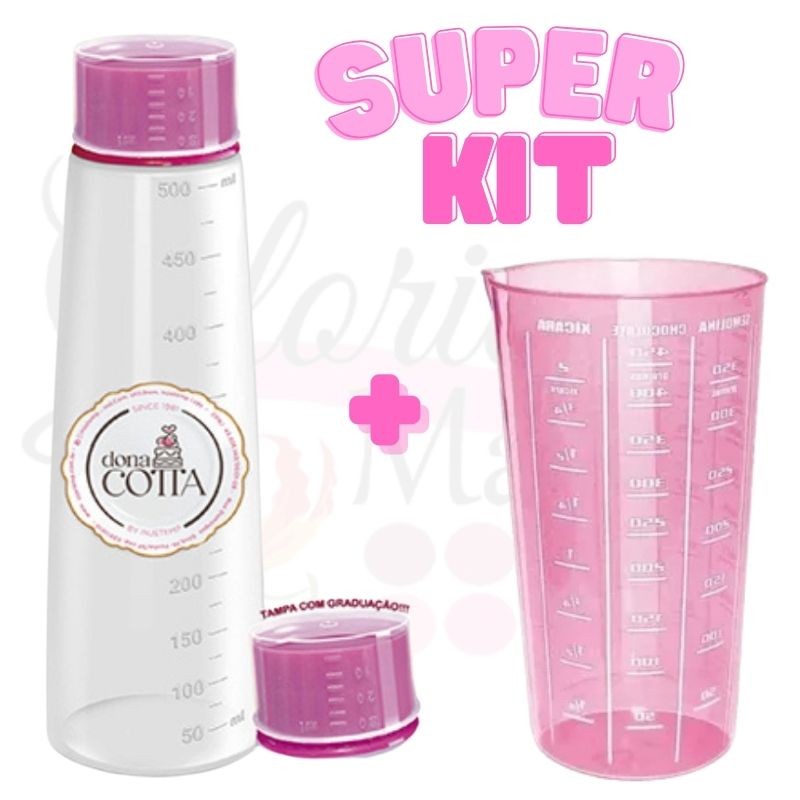 Kit Regador Bisnaga Umedecer massas Bolo / Copo Medidor