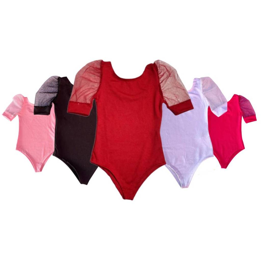 Body Infantil Manga Curta Tule Glitter Blusinha Moda Menina Ballet Conforto e Glamour