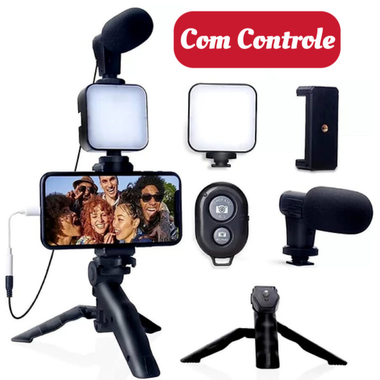 Tripé Estabilizador de Mão kit 5 em 1 gimbal Mic