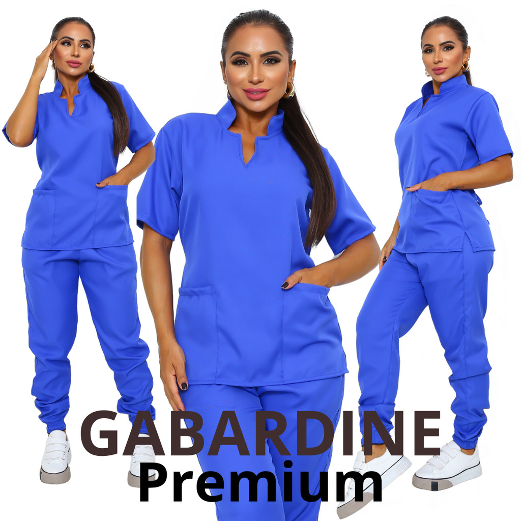 Pijama Cirúrgico Hospitalar Feminino Jogger Scrubs Gabardine Acinturado