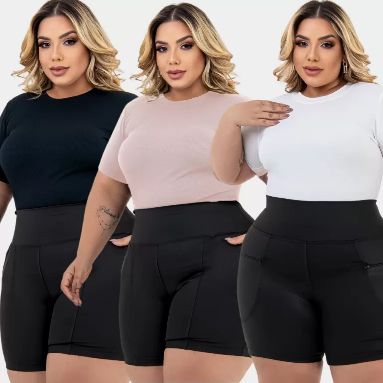 Kit 3 Blusa Feminina Plus Size Ribaninha Canelado 