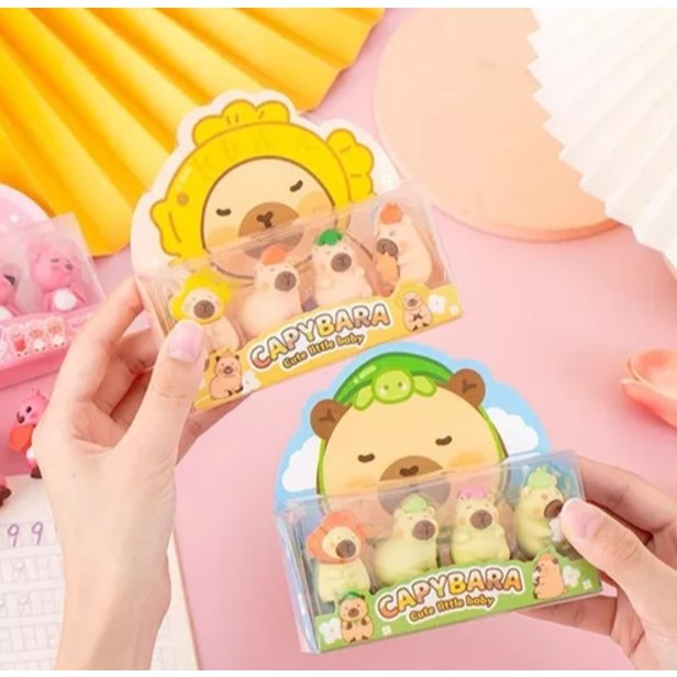 KIT COM 4 BORRACHAS FOFAS CAPIVARA / CAPYBARA / PA