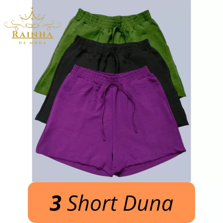 Kit de 3 Shorts Femininos – Tecido Duna Tend