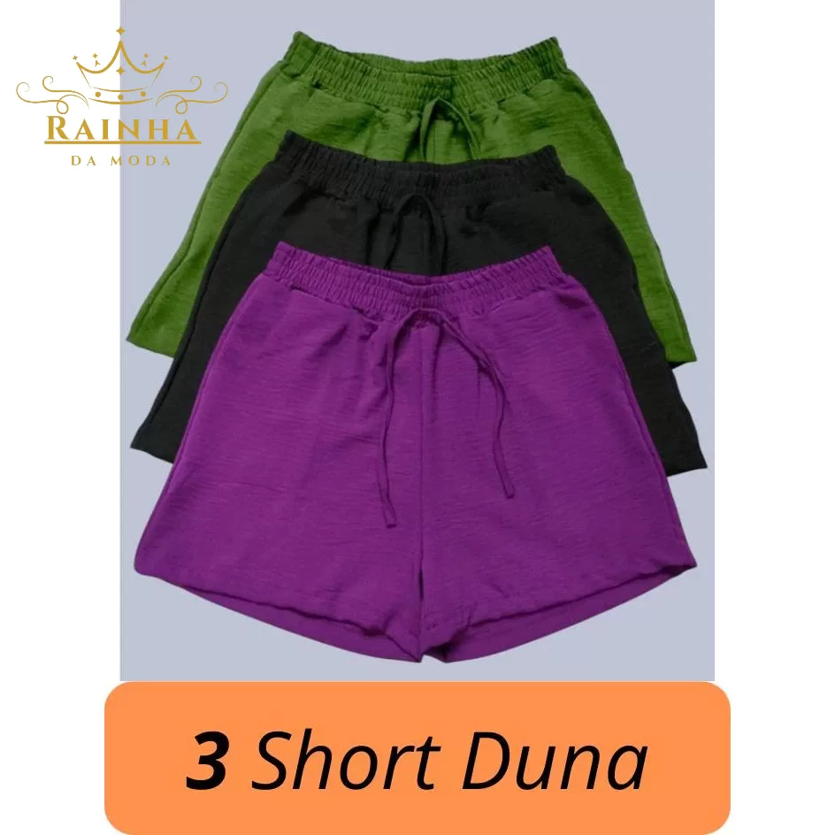 Kit de 3 Shorts Femininos – Tecido Duna Tendência Verão
