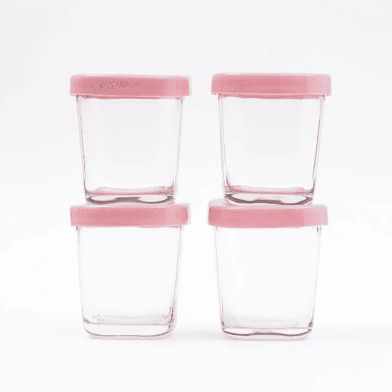 Kit 4 Potes de Vidro para Armazenamento de Leite M
