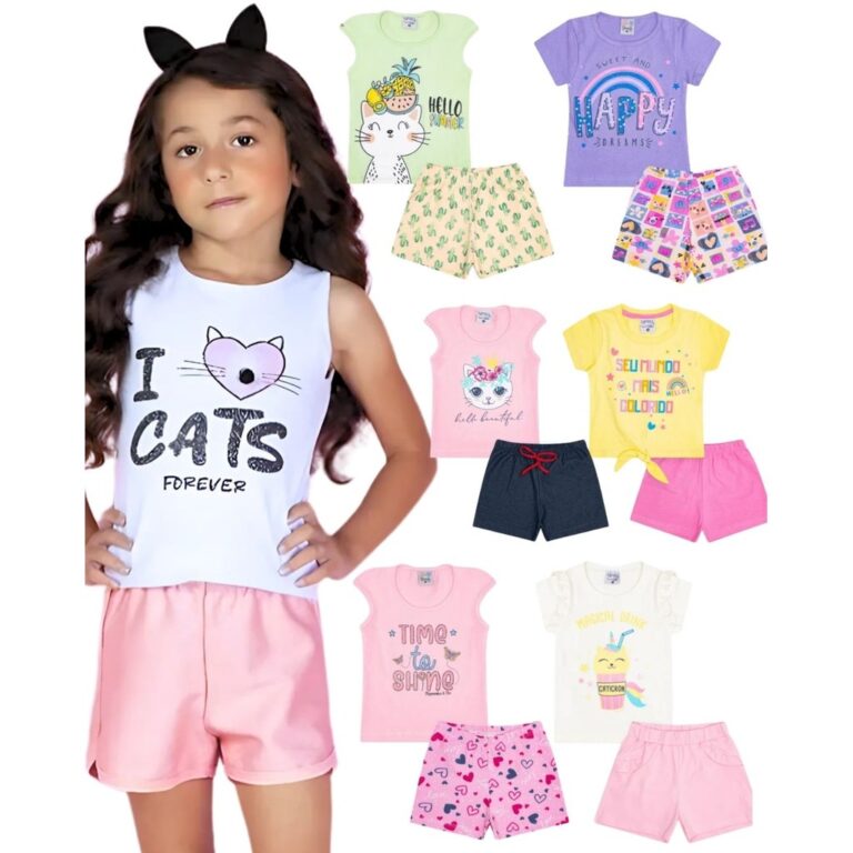 Kit 4 Peças de Roupa Infantil Conjunto Infantil M