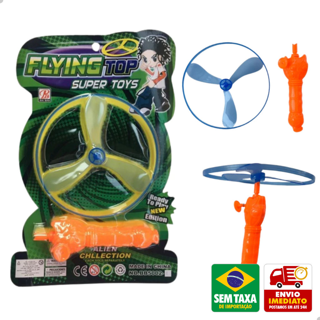 Lançador Manual Disco Voador Brinquedo Infantil Colorido Helicóptero Hélice Disco Voador