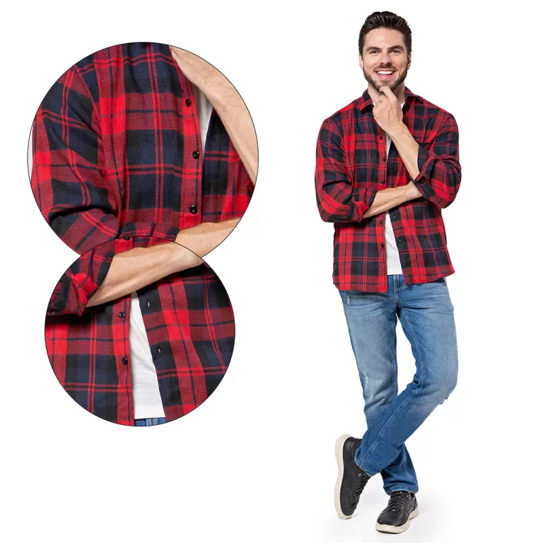 Camisa Xadrez de Flanela Adulto Masculino Casual C