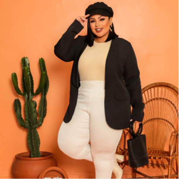 Max Blazer Plus Size e Slim Feminino Casaco Acintu