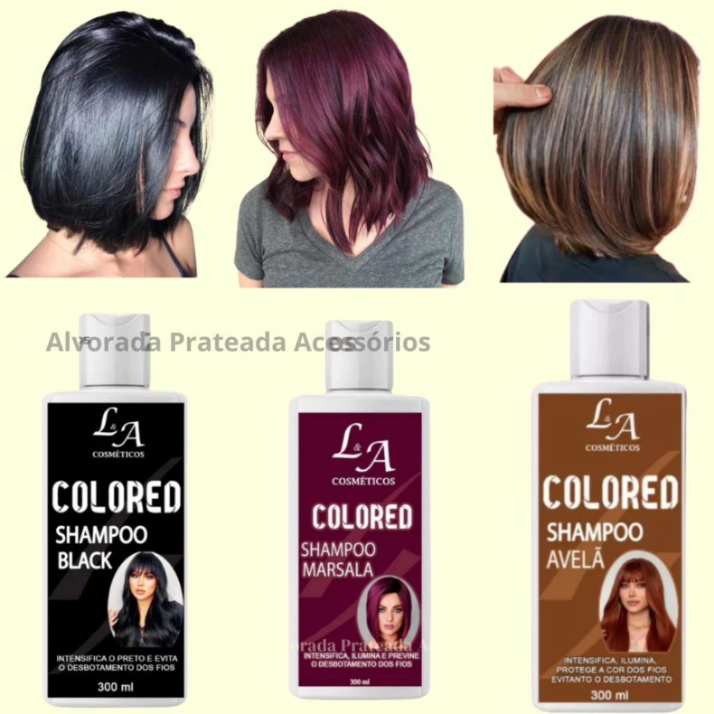 Shampoo Colored Antibranco Efeito Intenso e Duradouro Disfarça Fios Brancos com Cor Natural 300ml