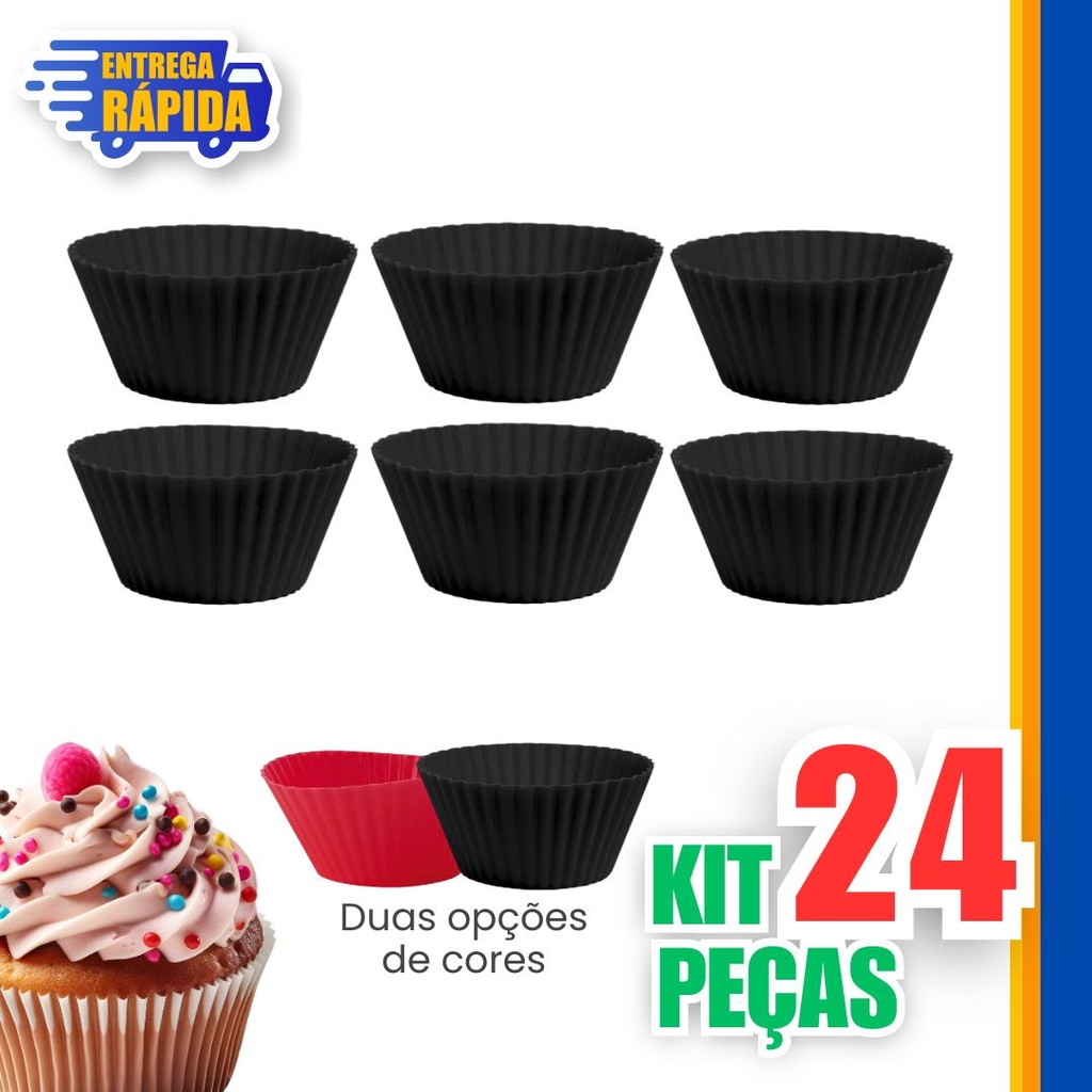 24 Mini Forma de Silicone para Cupcake Bolo Gelatina e Mini Muffin levar ao Microondas, Air Fryers