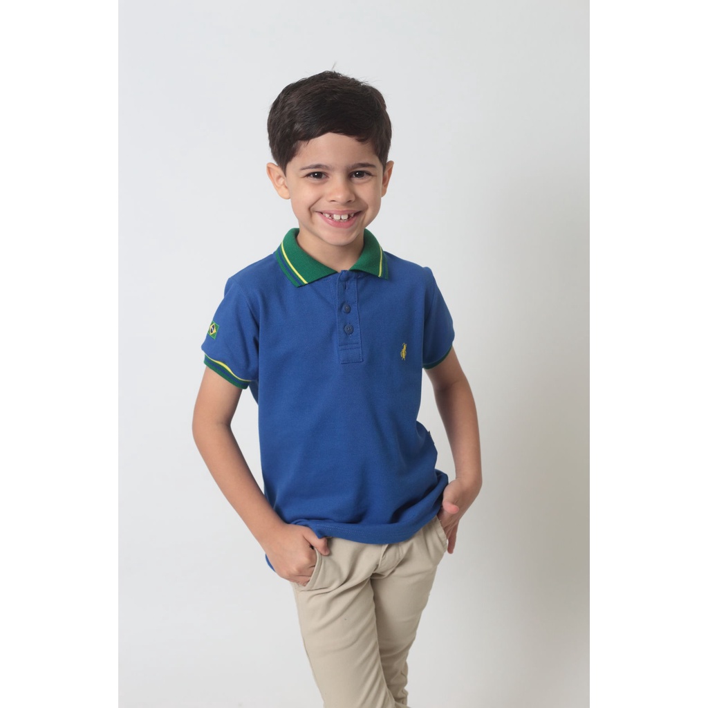 Camisa Polo ou Body Polo Infantil Azul Royal