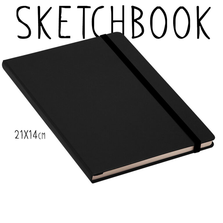 SKETCHBOOK TIPO MOLESKINE COM ELÁSTICO 21x14cm PR