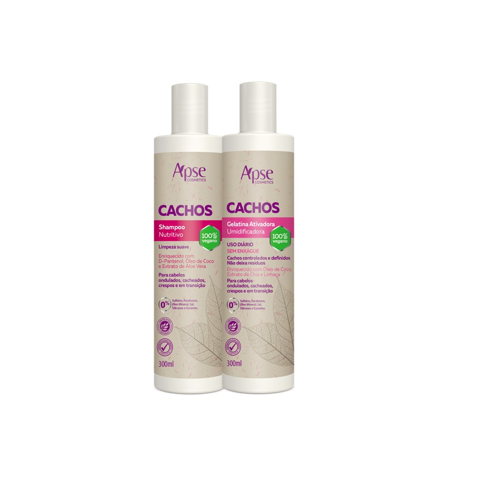 Kit Shampoo E Gelatina Hidratante Cachos 300ml – Apse