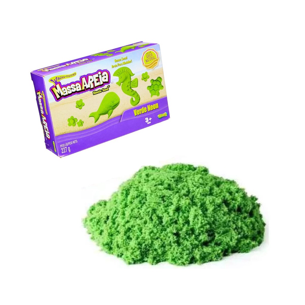 Massa Areia de Modelar Kinetic Sand Verde Neon 227g