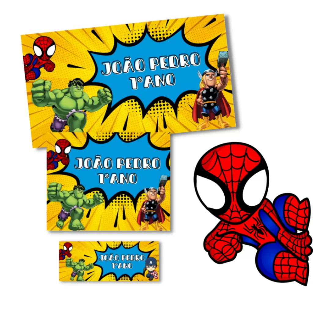 80 Etiqueta Escolar Personalizada Homem Aranha e Amigos (Vingadores) – Leia Descrição