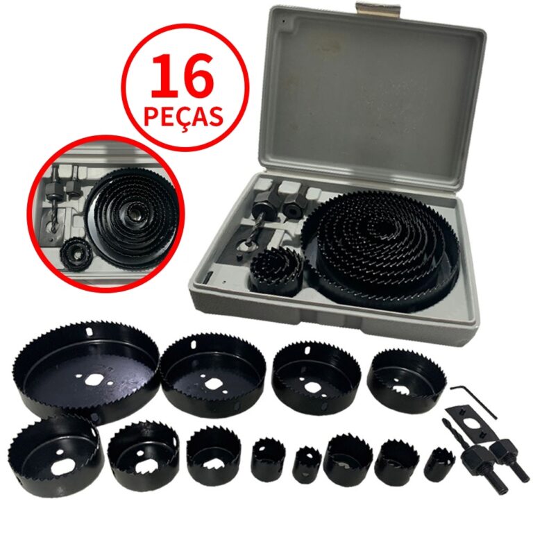 Jogo Kit Serra Copo 16 Peças 19 A 127mm P/ Madeir