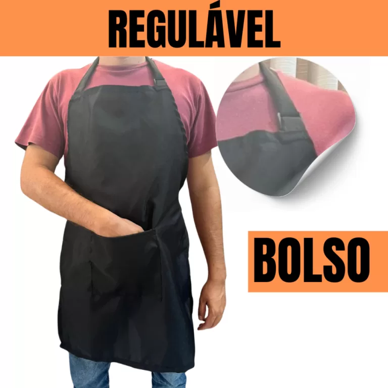 AVENTAL oxford regulável com bolso preto marrom b