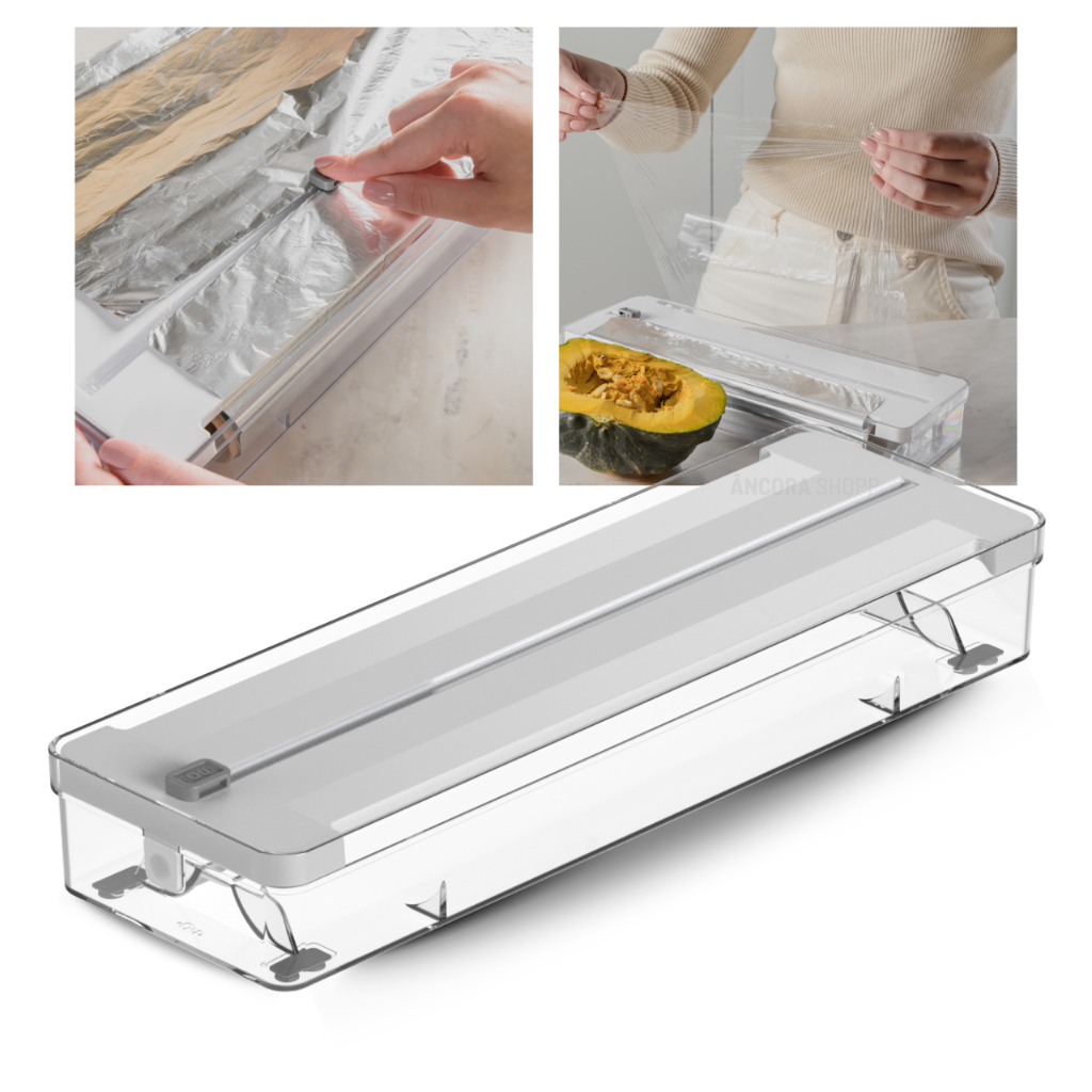 Cortador de Plástico Filme Papel Alumínio Manteiga Embalador Para Cozinha Branco Ou 37cm x 12cm