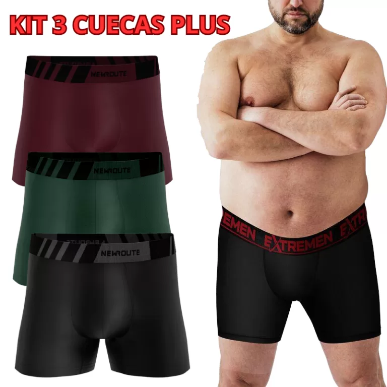Kit 3 Cueca Box Boxer XGG Plus Size Microfibra