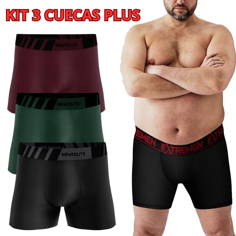 Kit 3 Cueca Box Boxer XGG Plus Size Microfibra