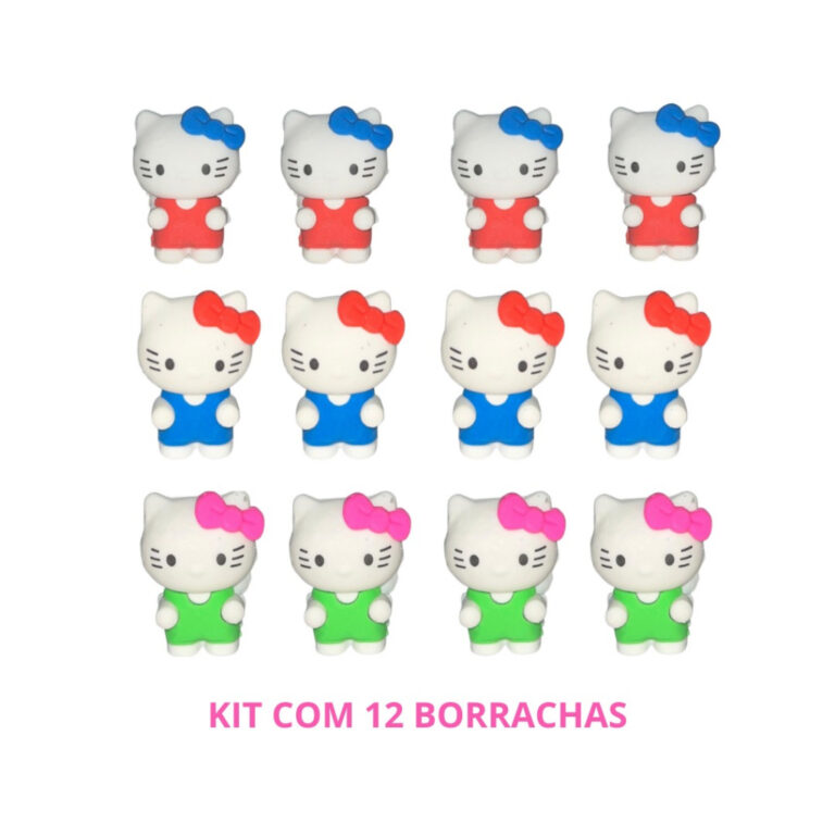 KIT BORRACHAS HELLO KITTY COM 12 PEÇAS / PAPELARI