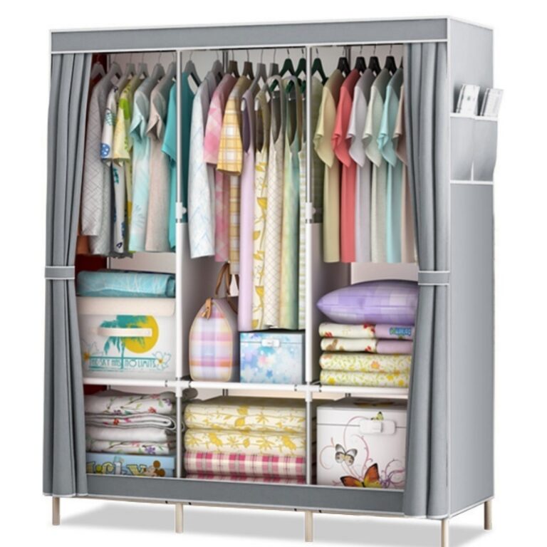 Cinzento Portátil Multifuncional Guarda Roupa Dob
