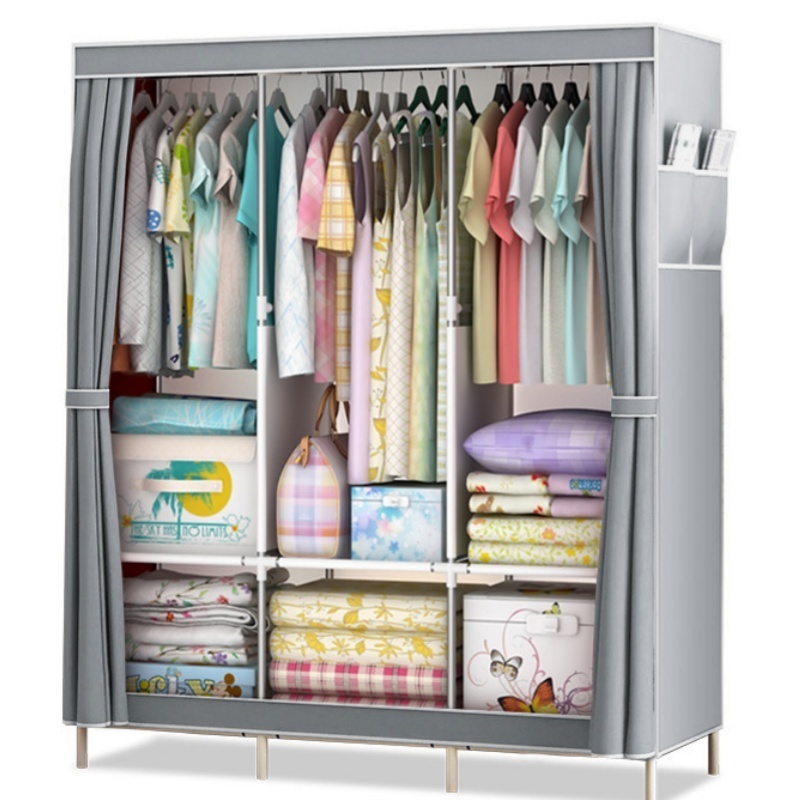 Cinzento Portátil Multifuncional Guarda Roupa Dobrável Organizador De Roupas Promoção