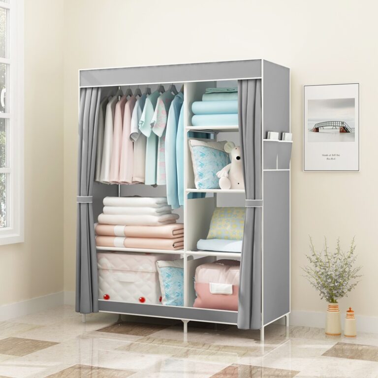 Cinzento Portátil Multifuncional Guarda Roupa Dob