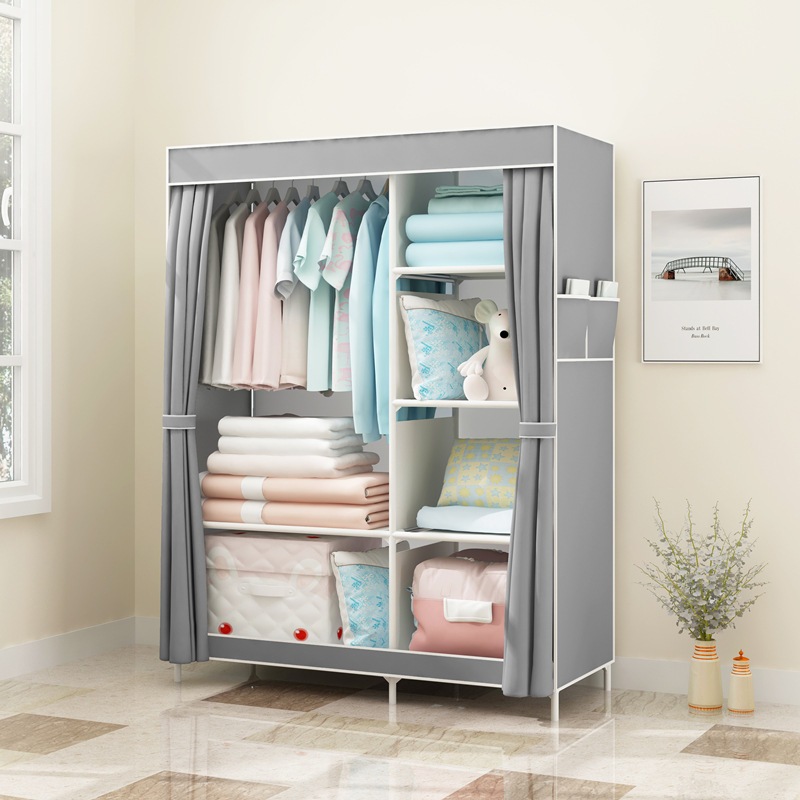Cinzento Portátil Multifuncional Guarda Roupa Dobrável Organizador De Roupas Promoção