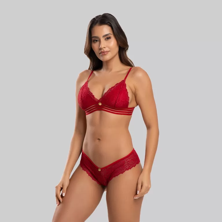Conjunto Lingerie Vic IMI LINGERIE Renda Sem Bojo,