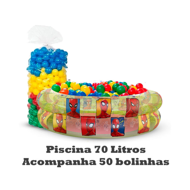 Piscina Infantil Inflável Homem Aranha 70 lts + 5
