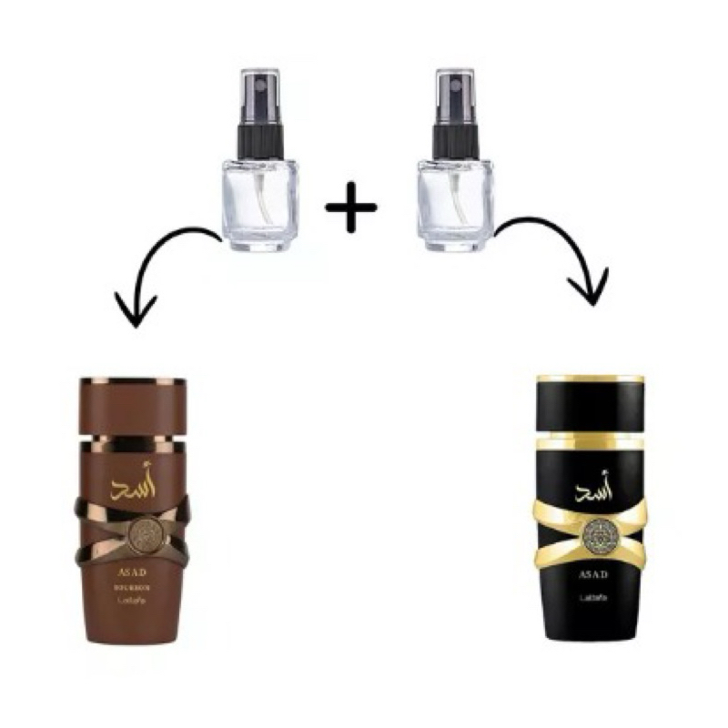 combo perfumes árabes cincoml  Asad bourbon + asad Lattafa.