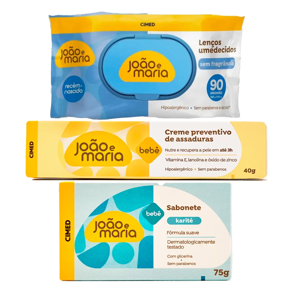 Kit João e Maria Lenço s/ fragrância + Creme + Sabonete