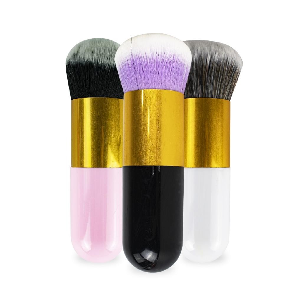 Kit 3 Pincéis Espanador Pompom Maquiagem Pó de Unhas Acrigel Make Nail Designer