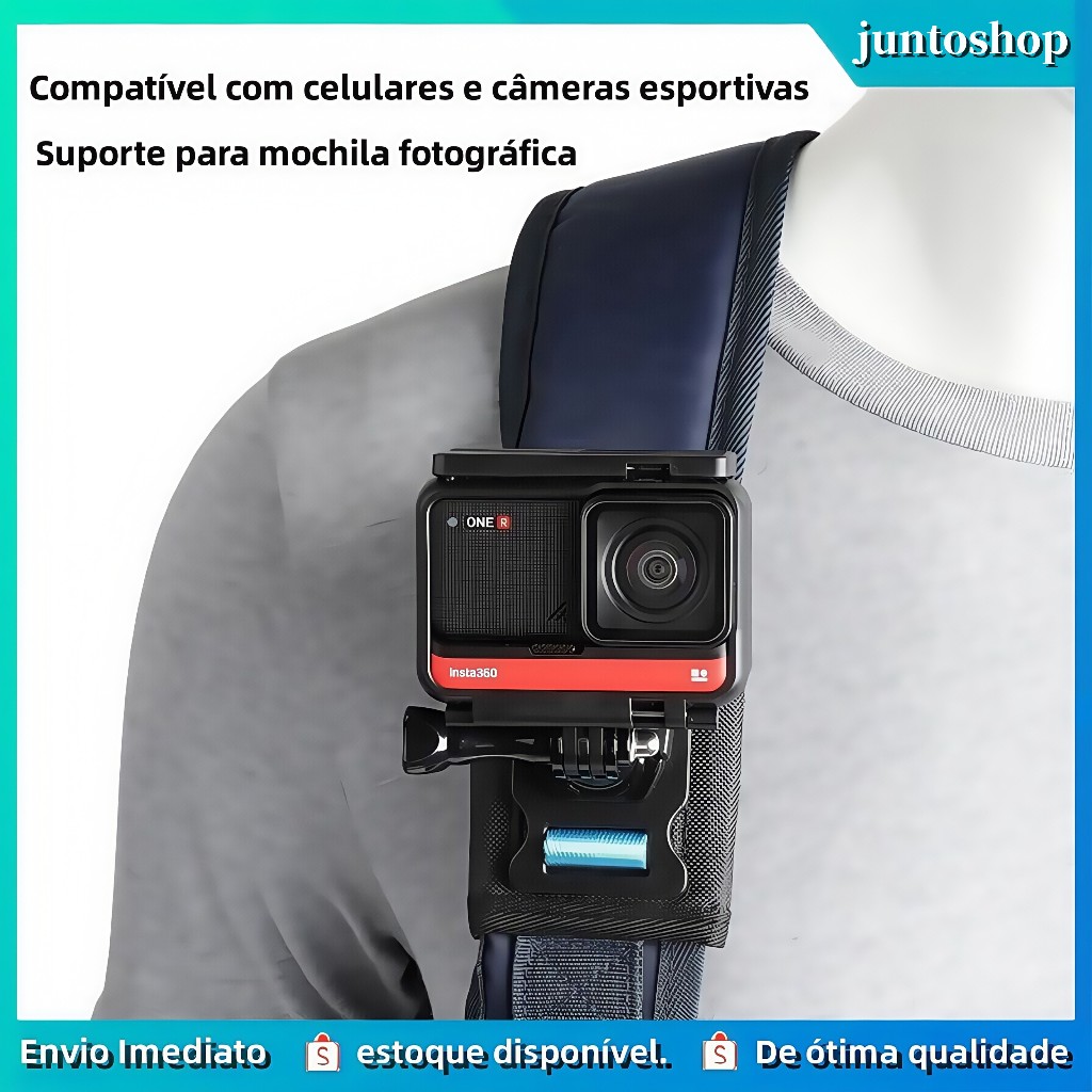 Suporte com Grampo para Mochila (GoPro)  Prendedor com Fixação ao Cinto de Ombro, 360° Giratório,Ace