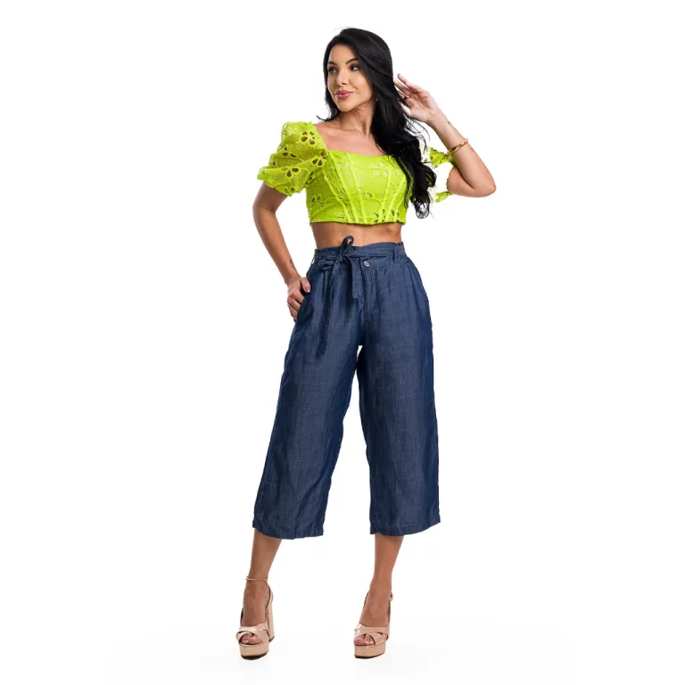 Bermuda pantacourt jeans sem elastano elastico na 