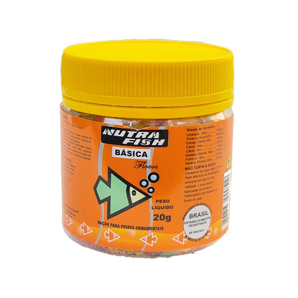Ração Flocos Nutrafish 20g para Peixes de Aquário