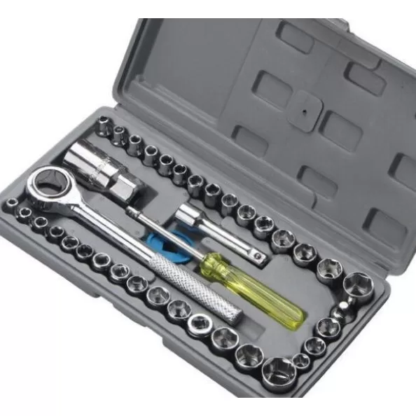Kit Reparo Mecanica Jogo De Soquete 40 Pcs + Jogo 