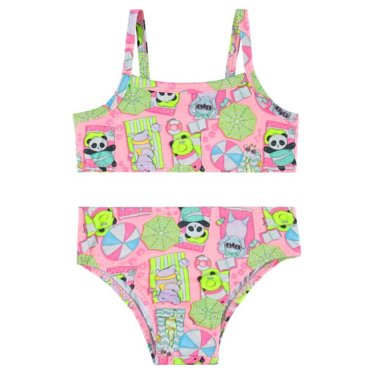 Biquíni Infantil com Proteção UV Rosa Panda Qui