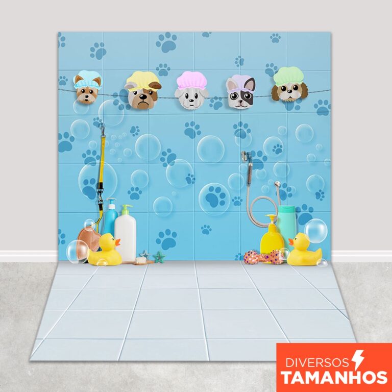 Fundo Fotográfico Pet  Hora do Banho Painel Em Te
