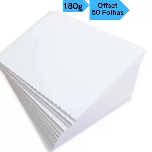 Papel Offset Opaline Liso 50 Folhas 180g A4 Branco