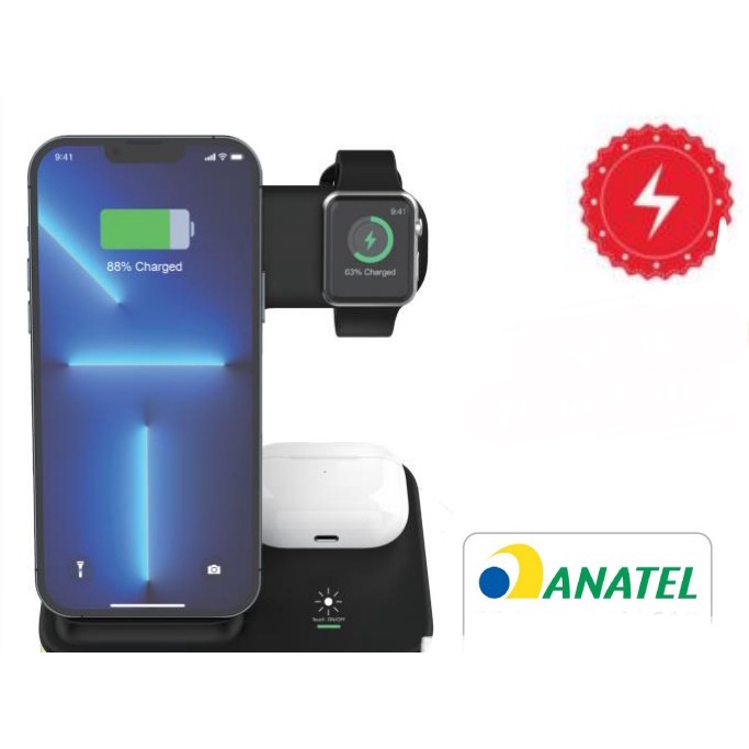 Carregador Indução Dock 20W 4 Em1 Compatível iP