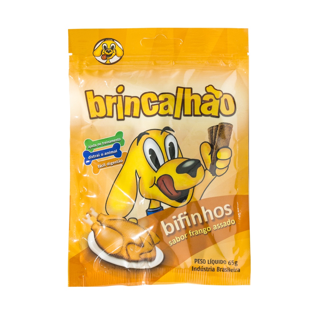 Bifinho Pet Petisco para Cachorro Frango Assado Brincalhão 65g