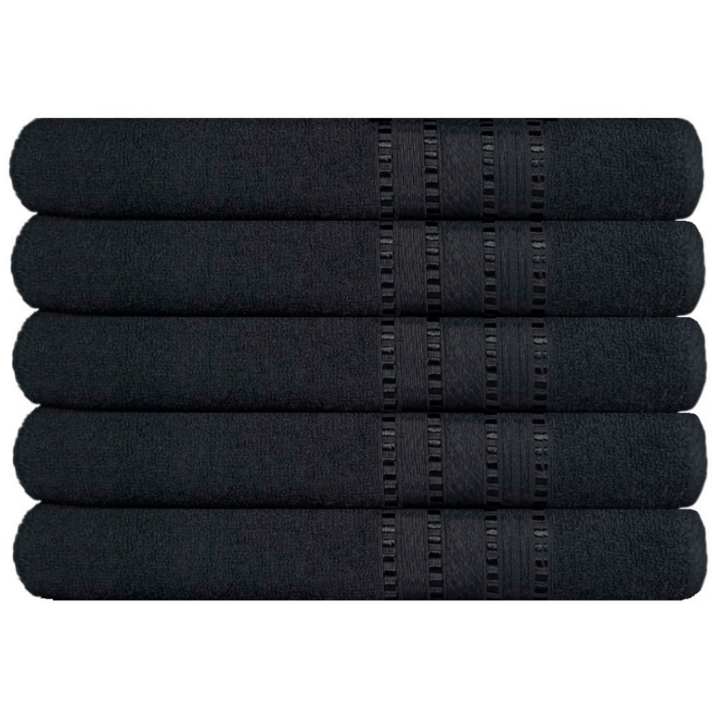 Kit com 5pçs Toalha de Banho Topázio Preta 140x70cm 300g 100%Algodão Alta Absorção