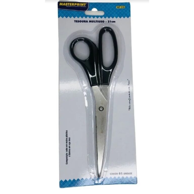 Tesoura Multiuso Grande 21 cm Aço Inox  Cabo Pret